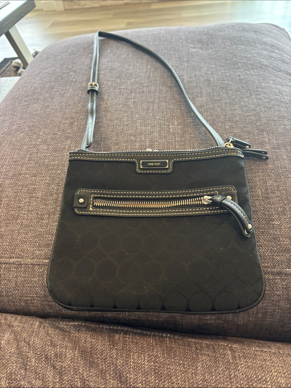 Nine West Black Crossbody Bag with Front Zip Pocket